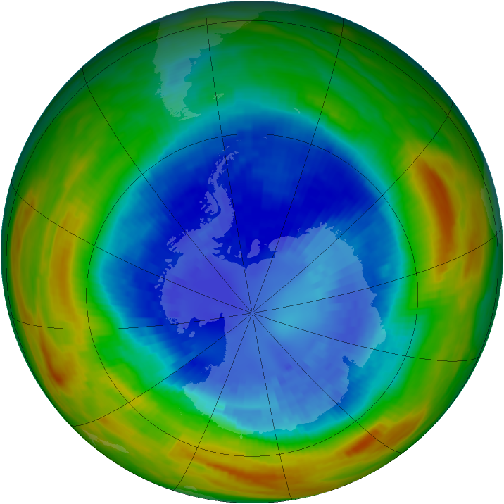 Antarctic ozone map for 08 September 1991